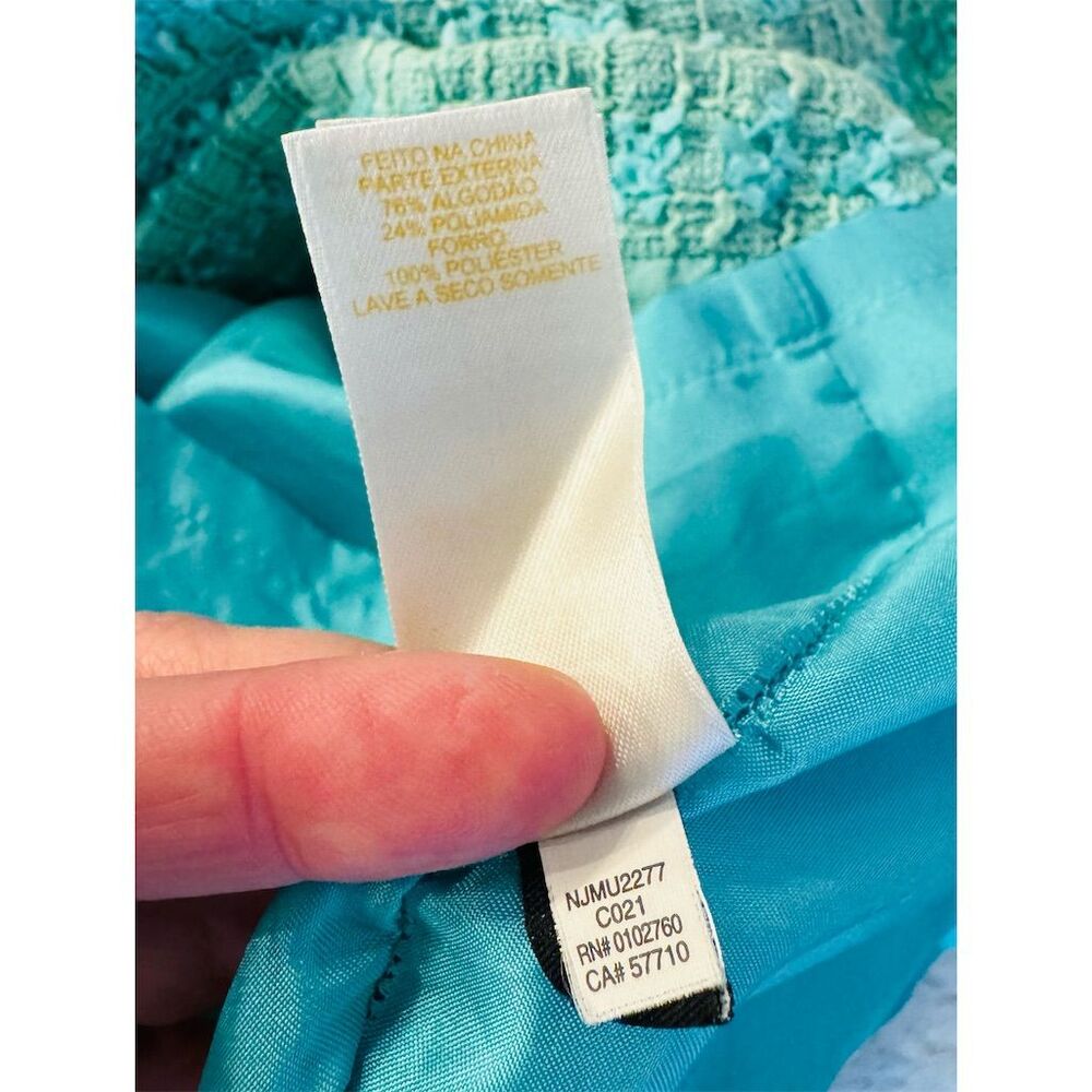 Kate Spade Terri Boucle Aqua Tweed Sheath Dress Size 0 Sleeveless Spring - Picture 9 of 10